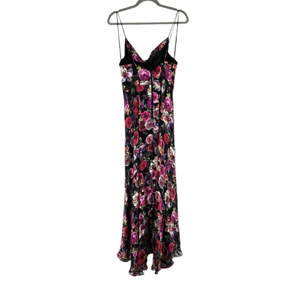 NWT Alice + Olivia Christina Silk Blend Floral Maxi Dress in Midnight Rose - Picture 3 of 9